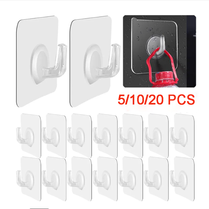 Door Stopper Heavy - 5/10/20 Pcs Self-adhesive Hook Transparent Door