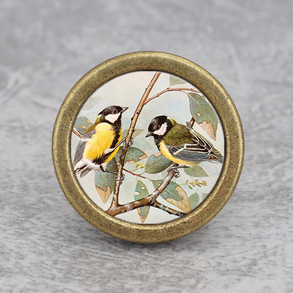 Vintage Furniture Hardware Pulls - Two Birds--Drawer Knobs Vintage Cabinet Door