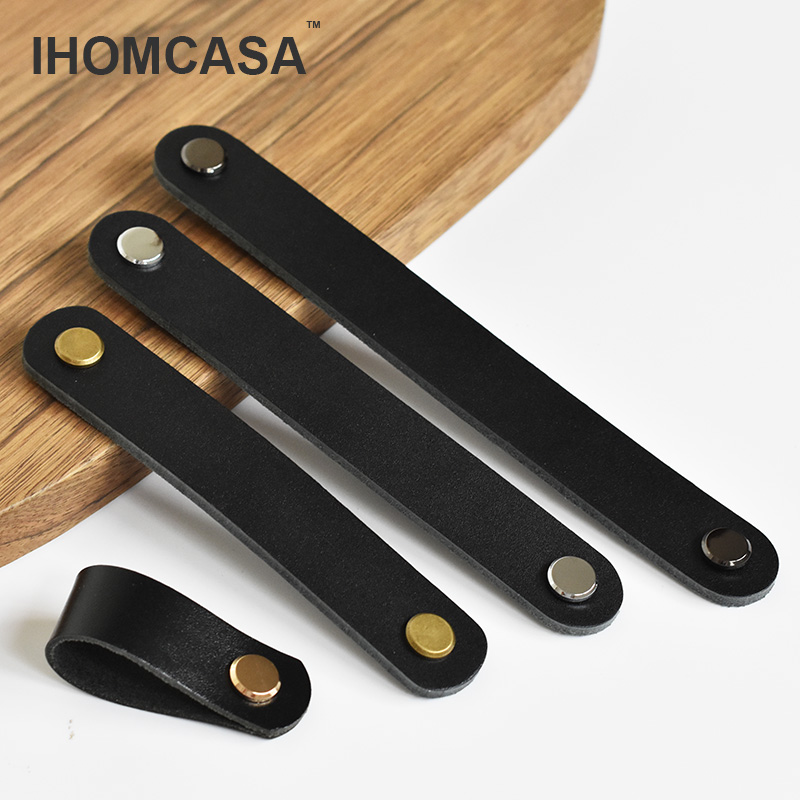 IHOMCASA Black Leather Knobs   - Furniture Rotating Hardware review and price